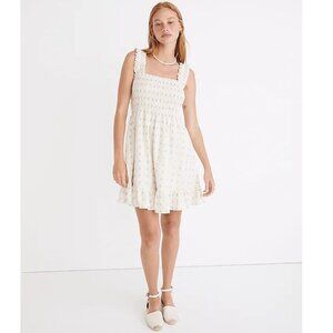 Madewell Lucie Smocked Tank Mini Dress in Textural Clipdot - Size M